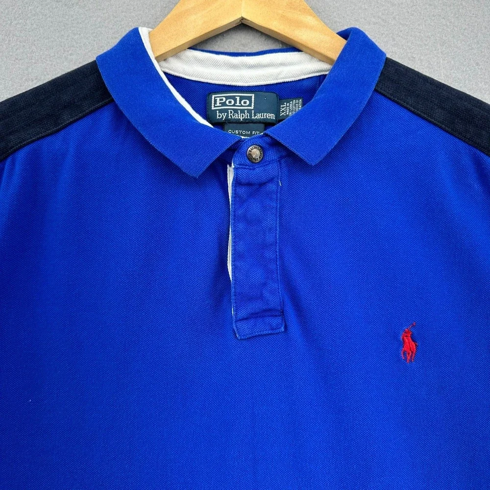 VTG‎ Polo Ralph Lauren Polo Shirt Custom Fit Color Block RARE XXL 90s Y2K Preppy